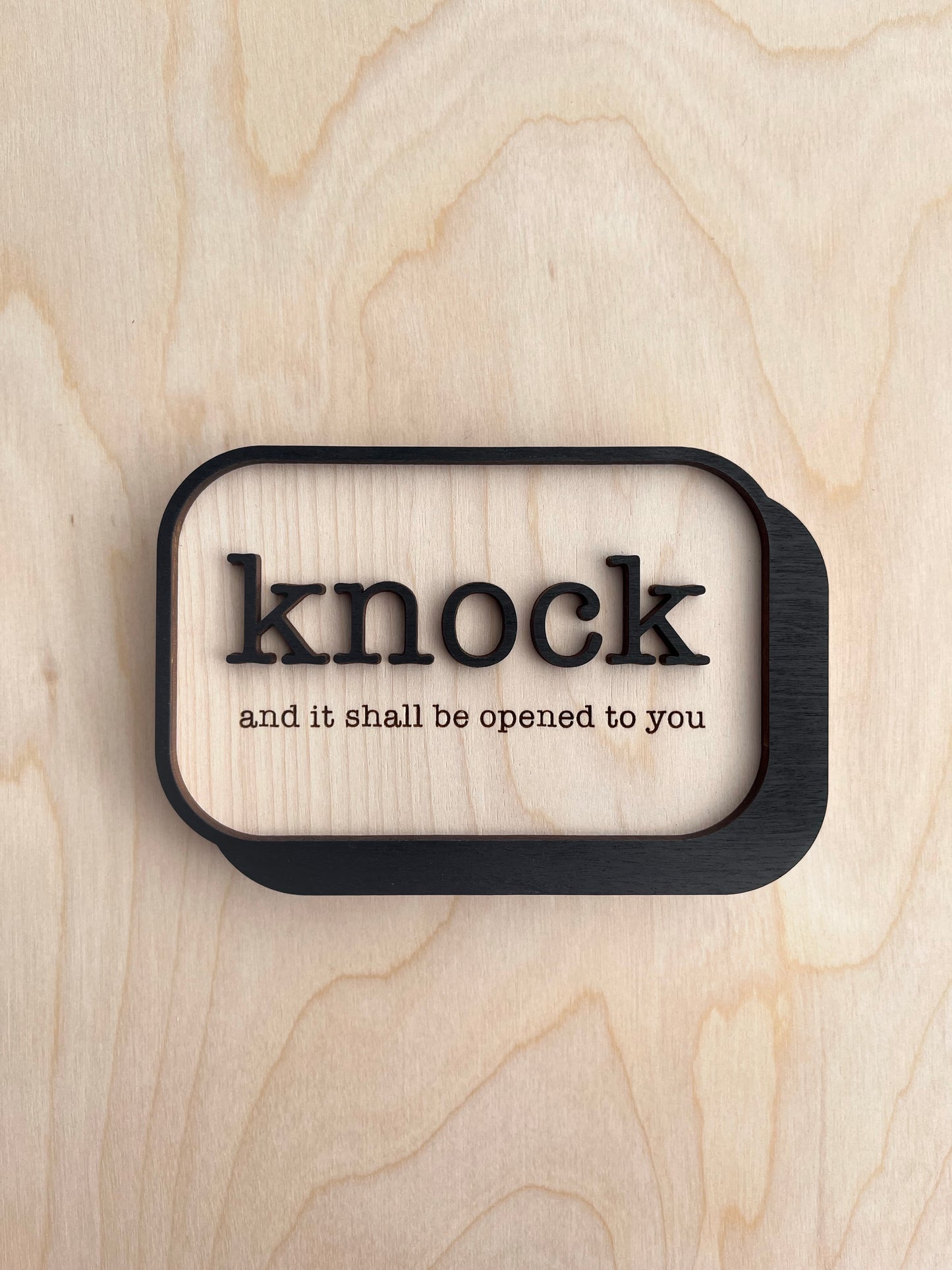 ”Ask, Seek, knock” Wood Magnet / Stand Combo