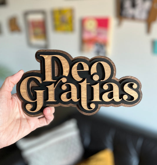 Deo Gratias Wood Sign