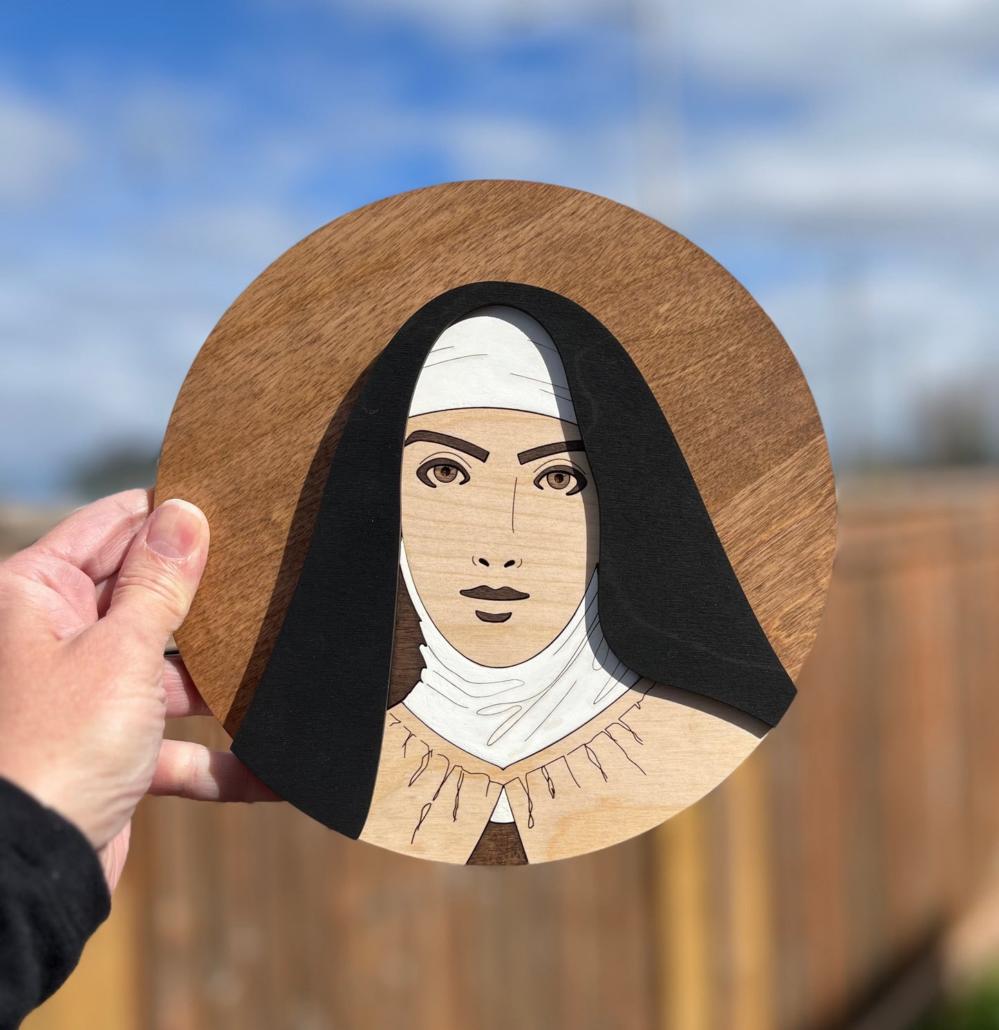Saint Teresa of Avila Round Wood Sign