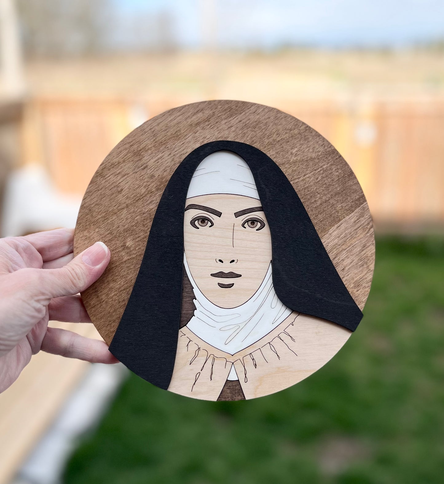 Saint Teresa of Avila Round Wood Sign