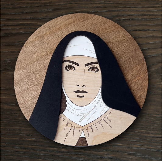 Saint Teresa of Avila Round Wood Sign