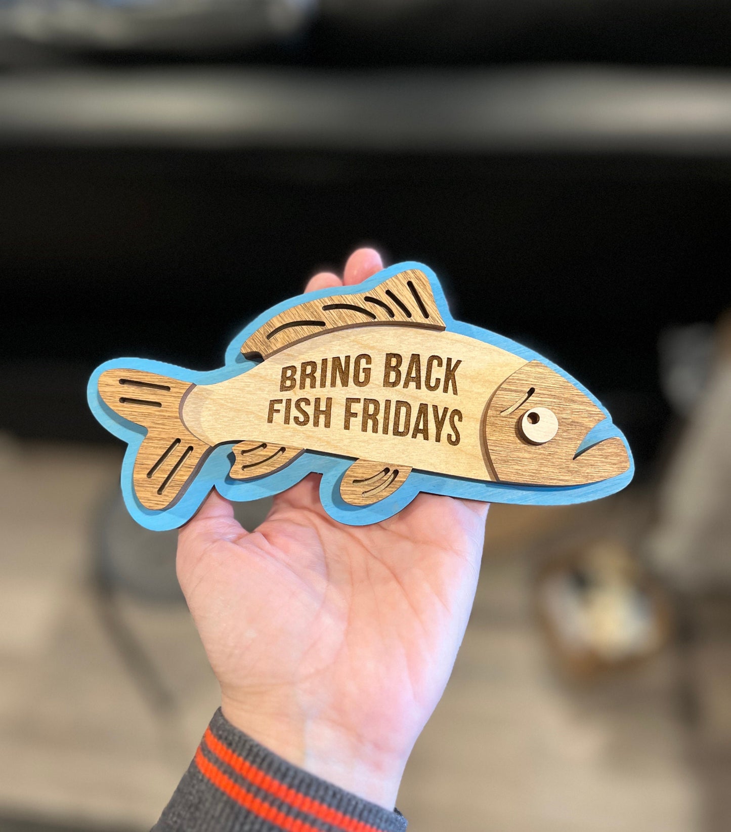 Bring back fish Fridays - Wood Fridge Magnet, Catholic Home Decor