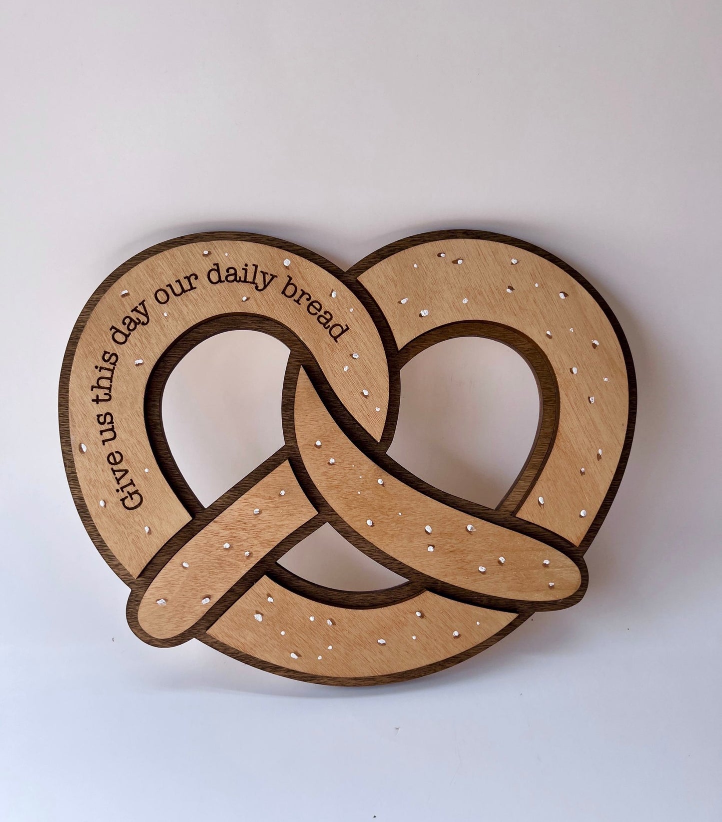 Our Daily Bread Pretzel - Wall Wood Sign, Catholic Home Decor