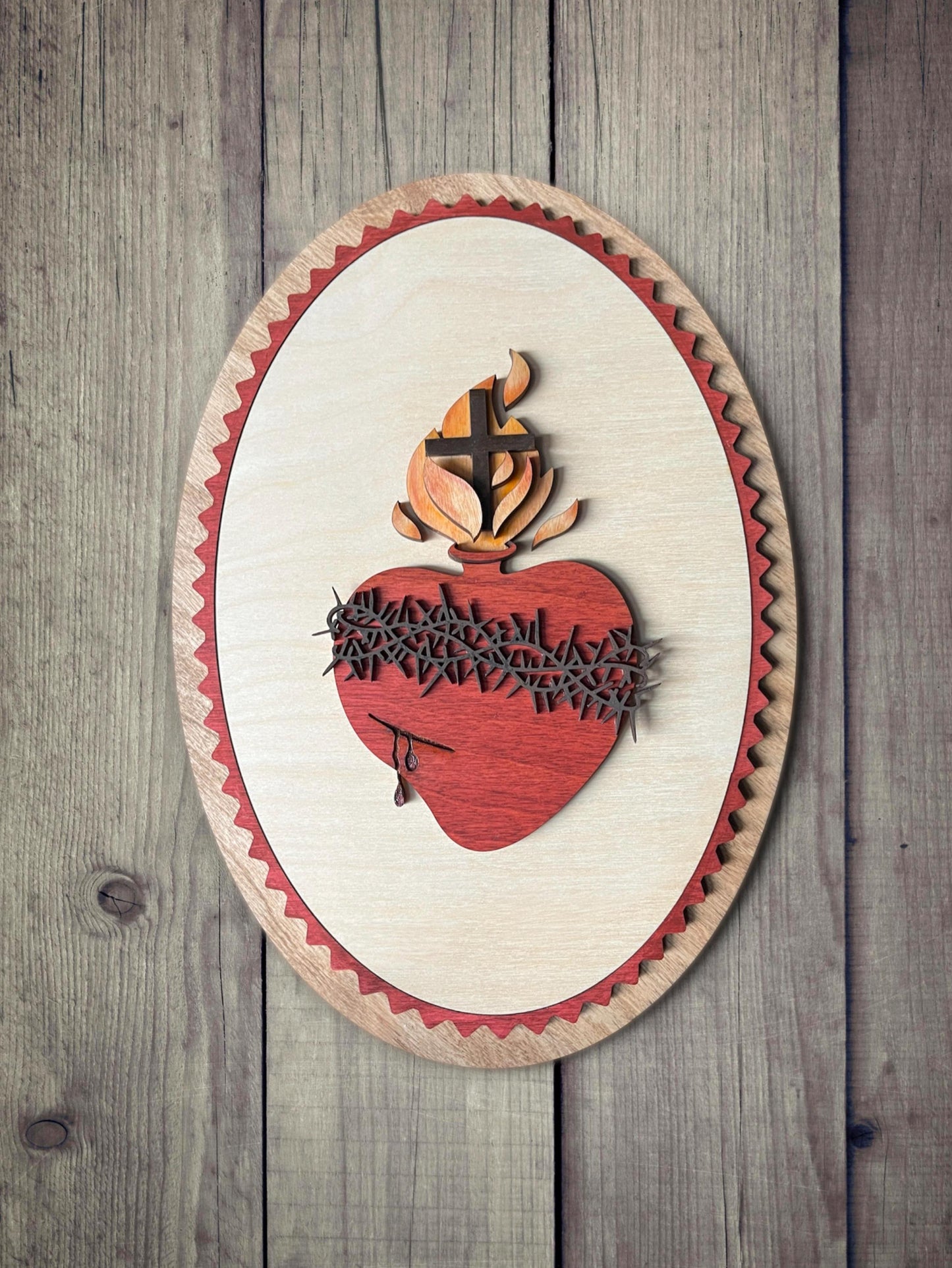 Sacred heart of Jesus - Wall Wood Sign, Catholic Home Decor