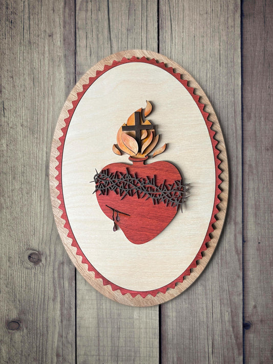 Sacred heart of Jesus - Wall Wood Sign, Catholic Home Decor
