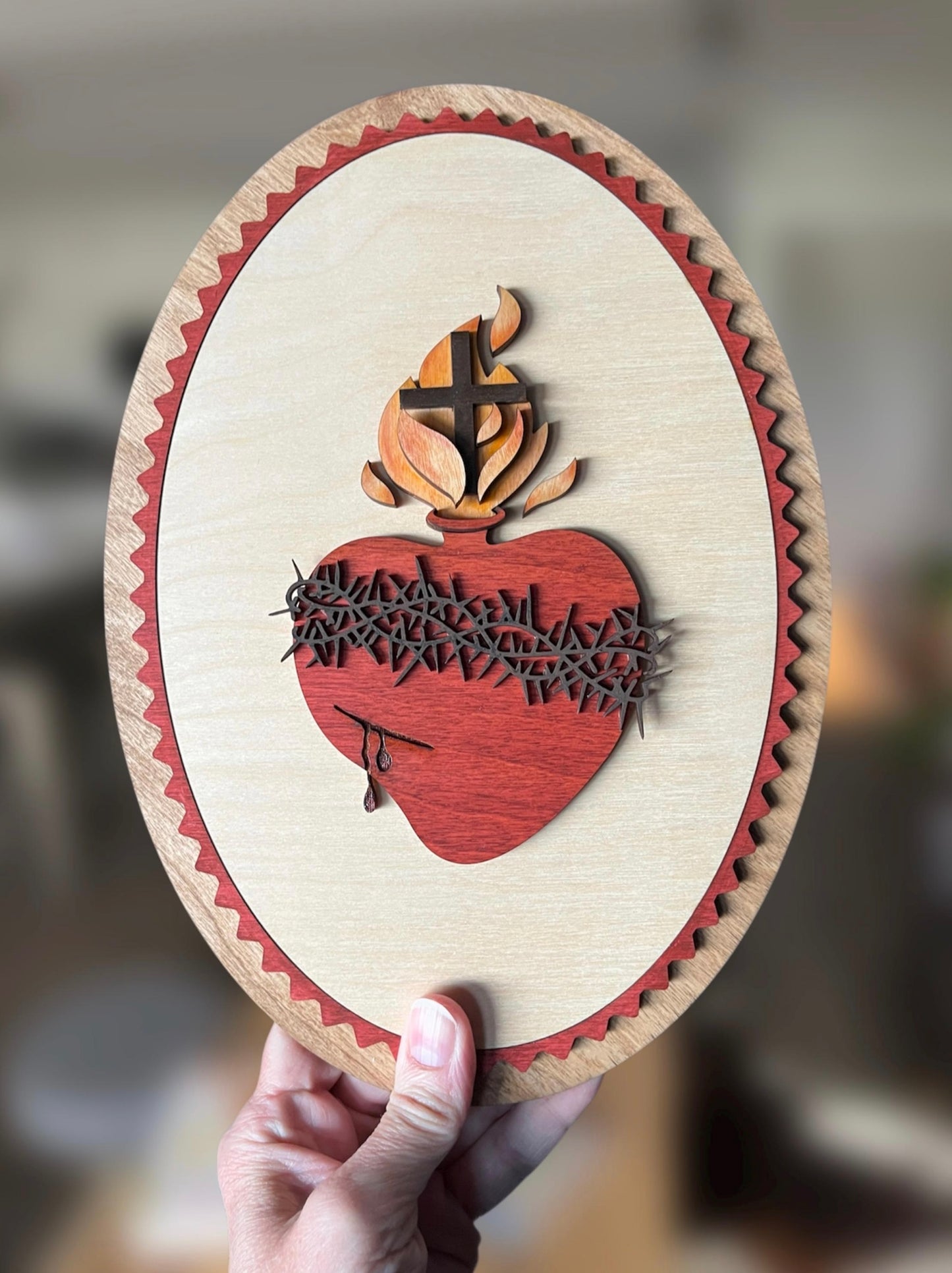 Sacred heart of Jesus - Wall Wood Sign, Catholic Home Decor