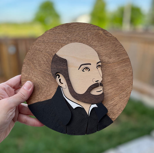 Saint Ignatius of Loyola Portrait - Round Wood Sign, Catholic Home Decor