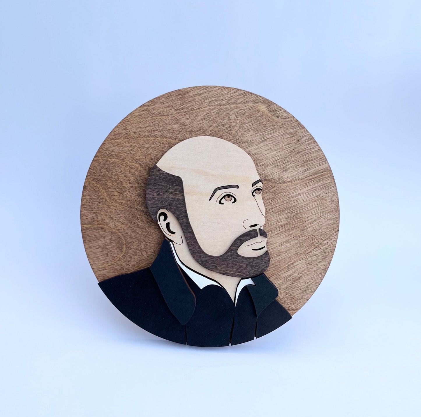 Saint Ignatius of Loyola Portrait - Round Wood Sign, Catholic Home Decor
