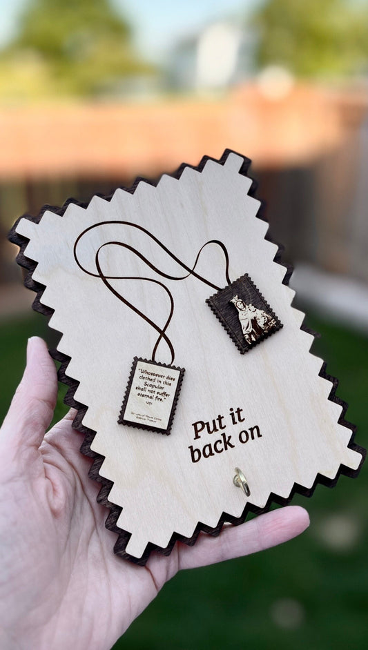 Scapular holder - Wall Wood Sign, plaque, Catholic Home Decor