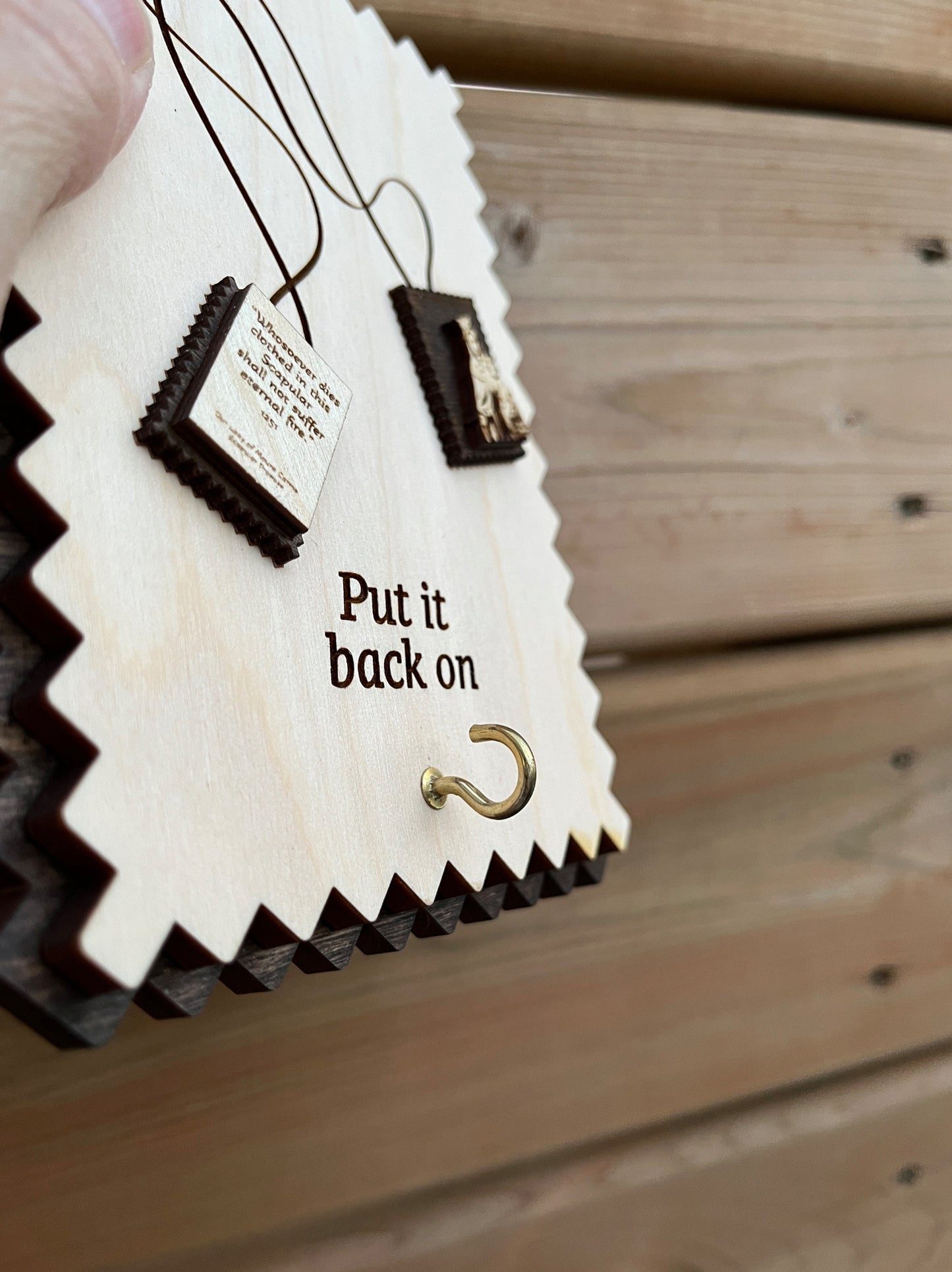Scapular holder - Wall Wood Sign, plaque, Catholic Home Decor