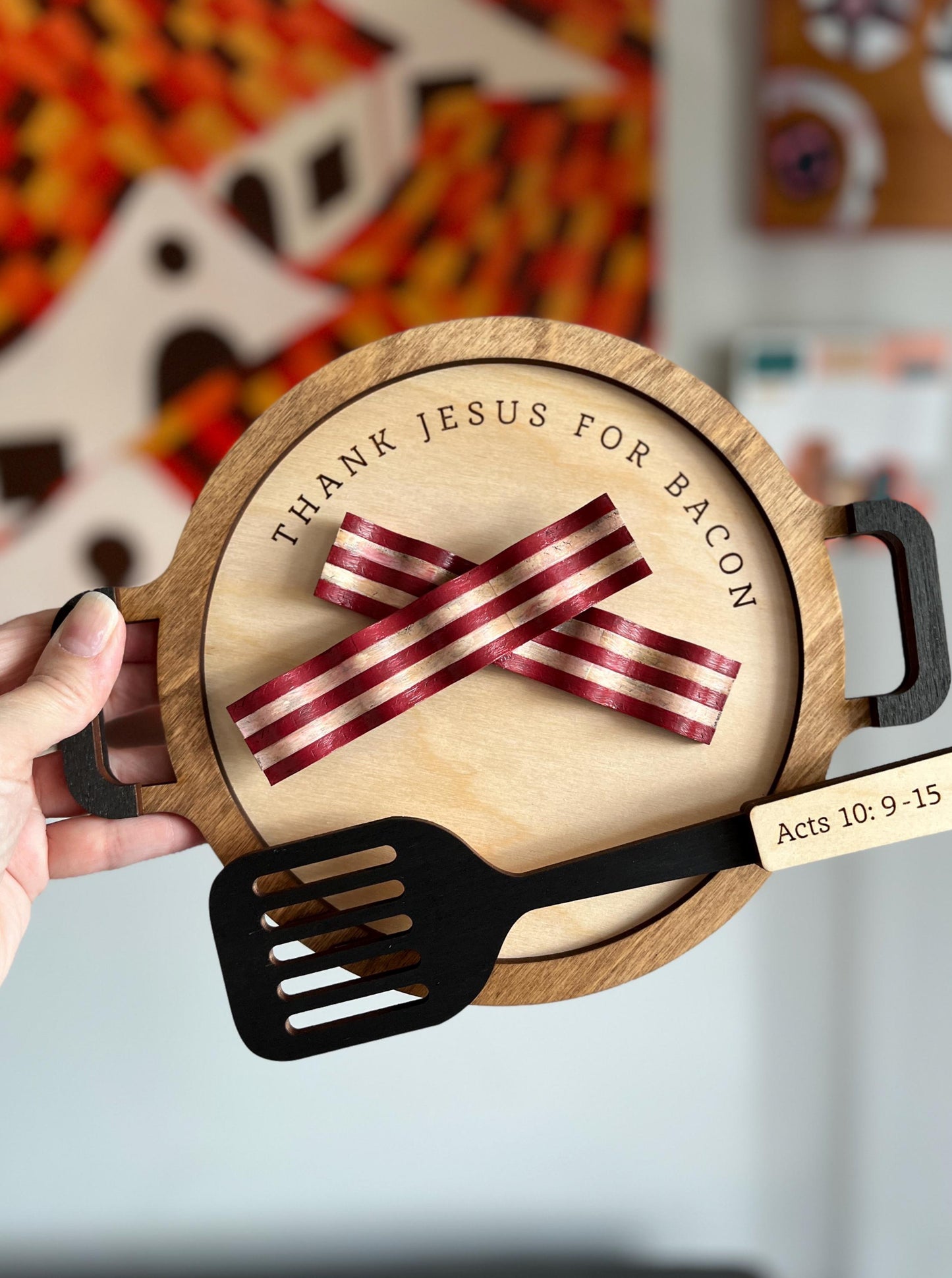 Thank Jesus for Bacon - Wall Wood Sign, Catholic Home / Kitchen  Decor